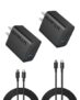 2-Pack Anker 20W Dual Port USB Fast Wall Charger w/ 5′ USB-C Cable (Black or White)